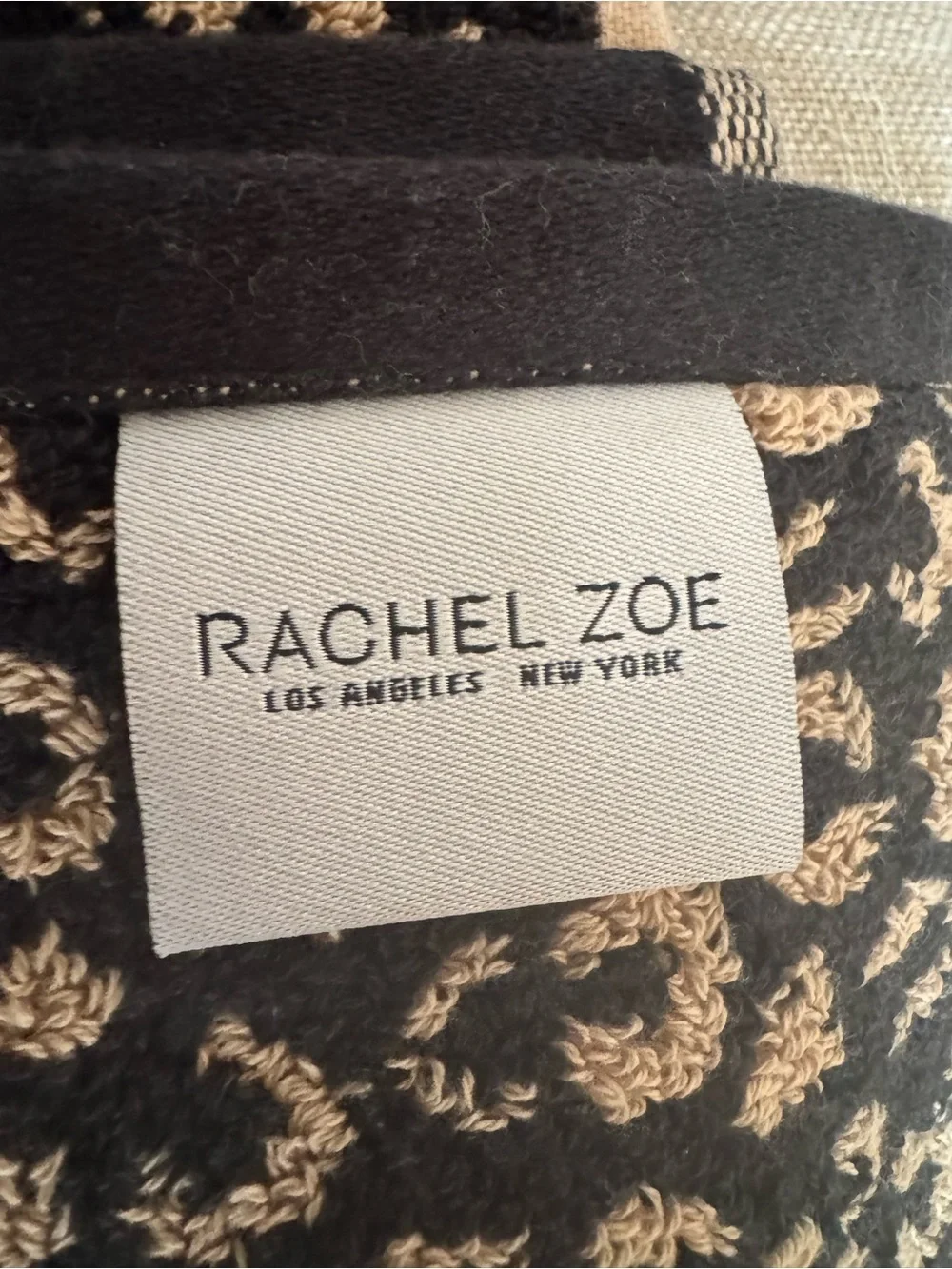 Rachel Zoe Black and Tan Cheetah Animal Cotton Bath Towel - NWT